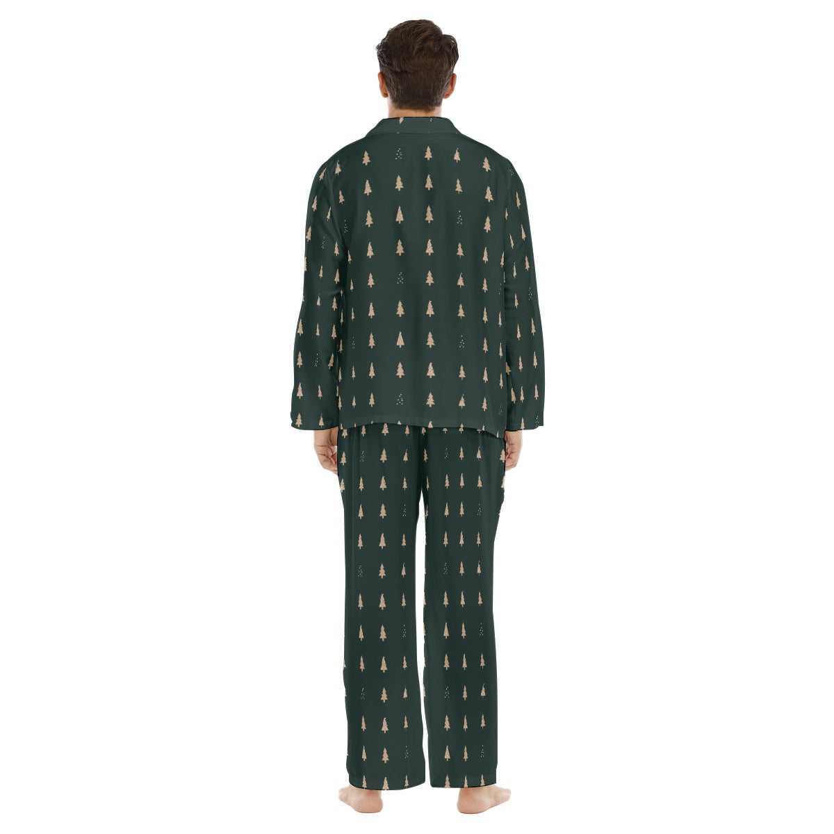 Men's Forest Green Christmas Tree Long Sleeve Pajama Set