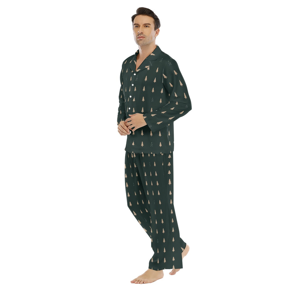 Men's Forest Green Christmas Tree Long Sleeve Pajama Set