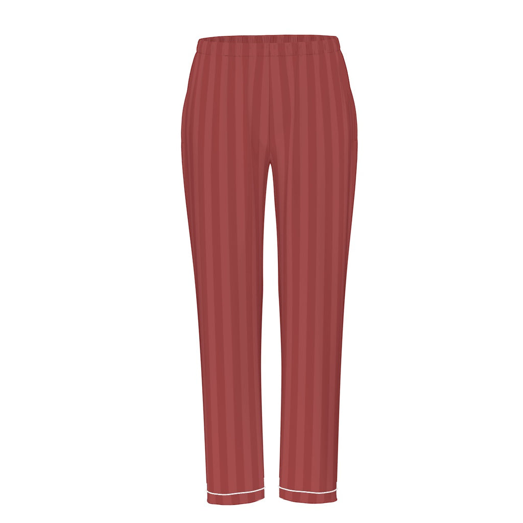 Women's Dusty Rose Striped Silky Long Sleeve Pajama Set