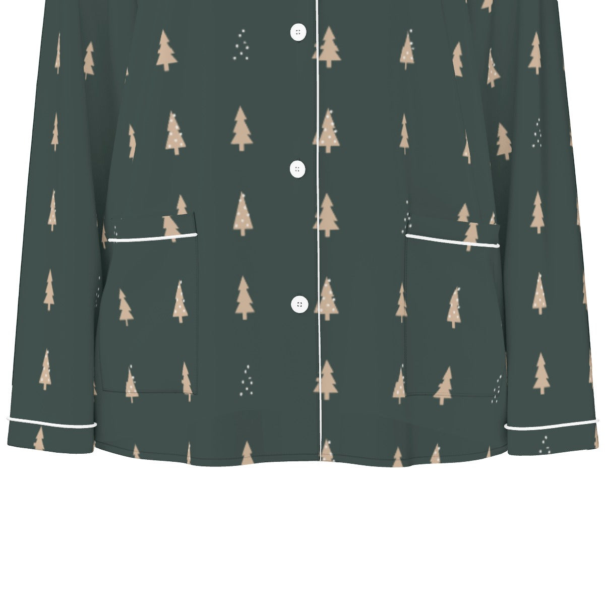 Women's Forest Green Christmas Tree Silky Long Sleeve Pajama Set