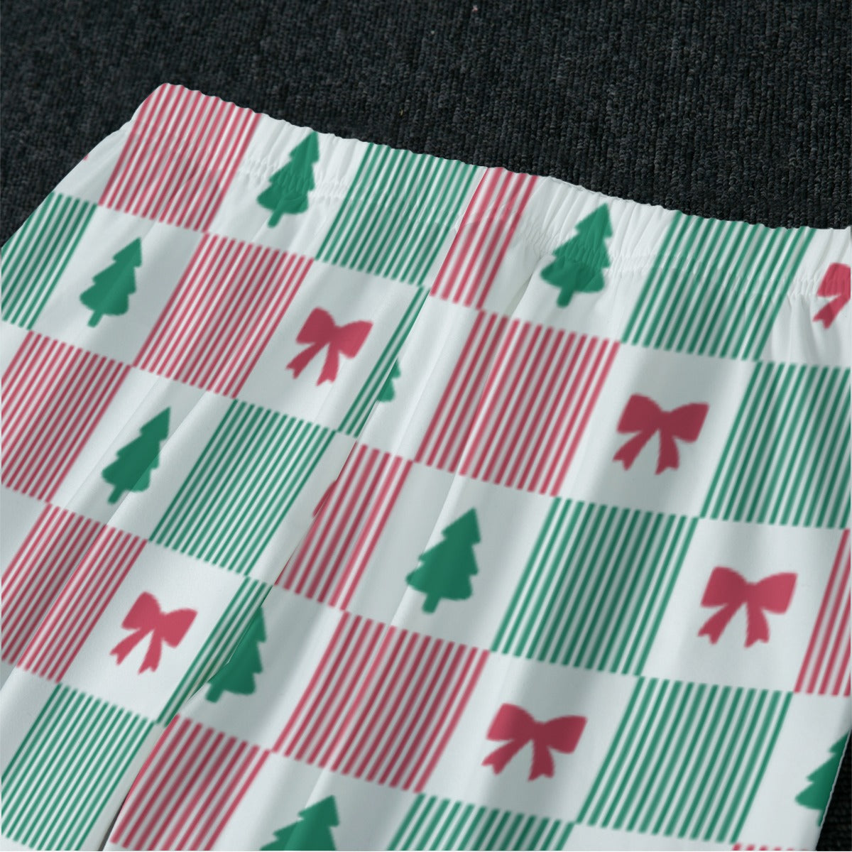 Women's Christmas Patchwork Bow & Tree Soft-Touch Long Sleeve Pajama Set