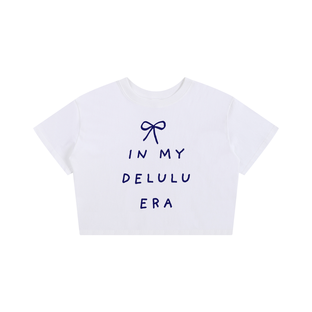 In My Delulu Era Women's Baby Crop Tee | Cute Cotton Crop Top