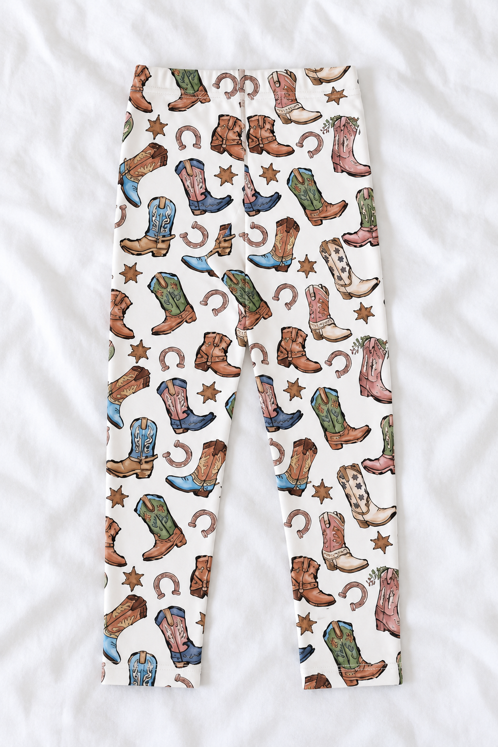Kids Western Cowboy Boot Leggings | Colorful Cowgirl Print Stretch Leggings | Girls Western Outfit