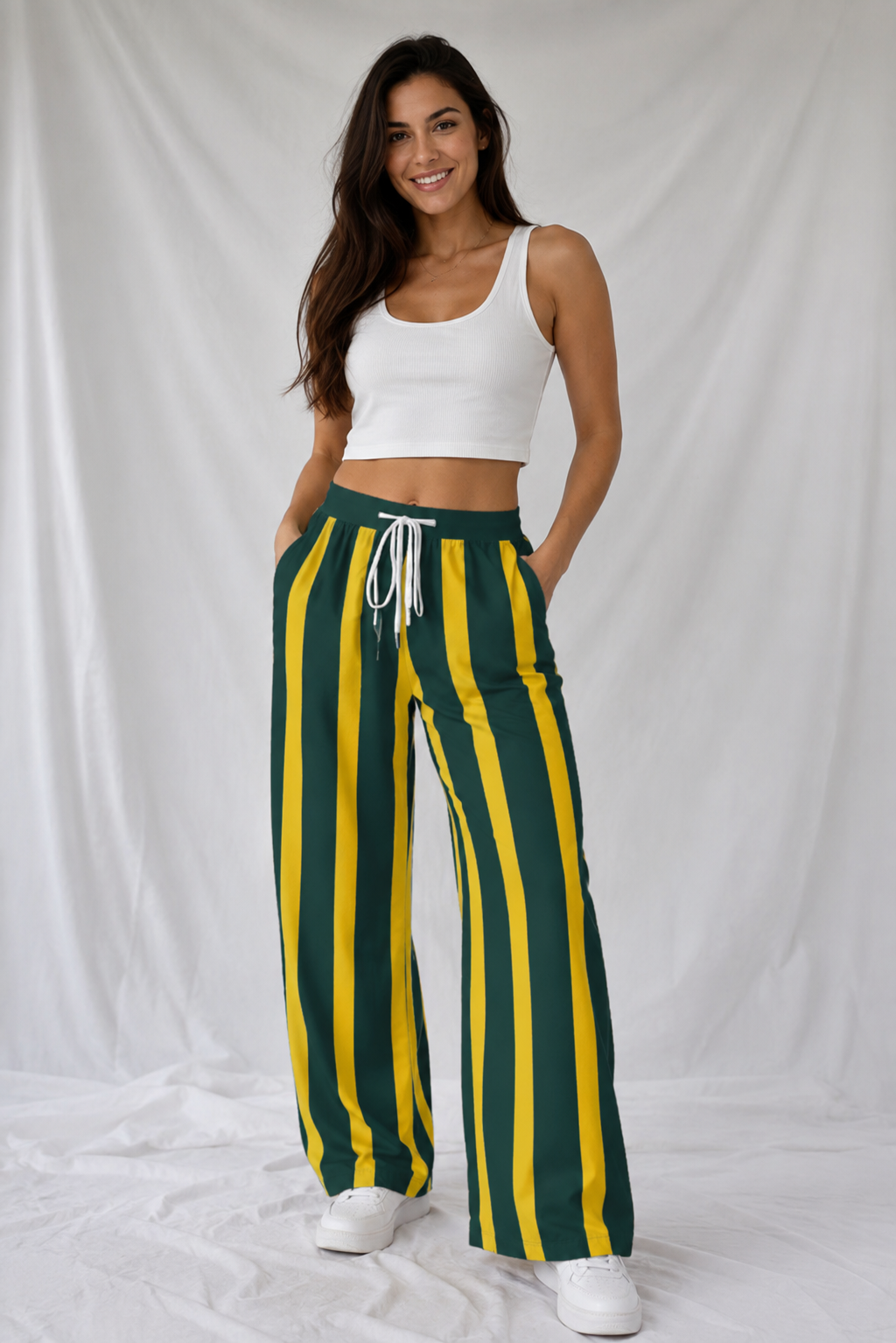 Green Bay Wide Leg Pants, Football Game Day Pants, High Waisted Flare Pants, Women’s Tailgate Outfit