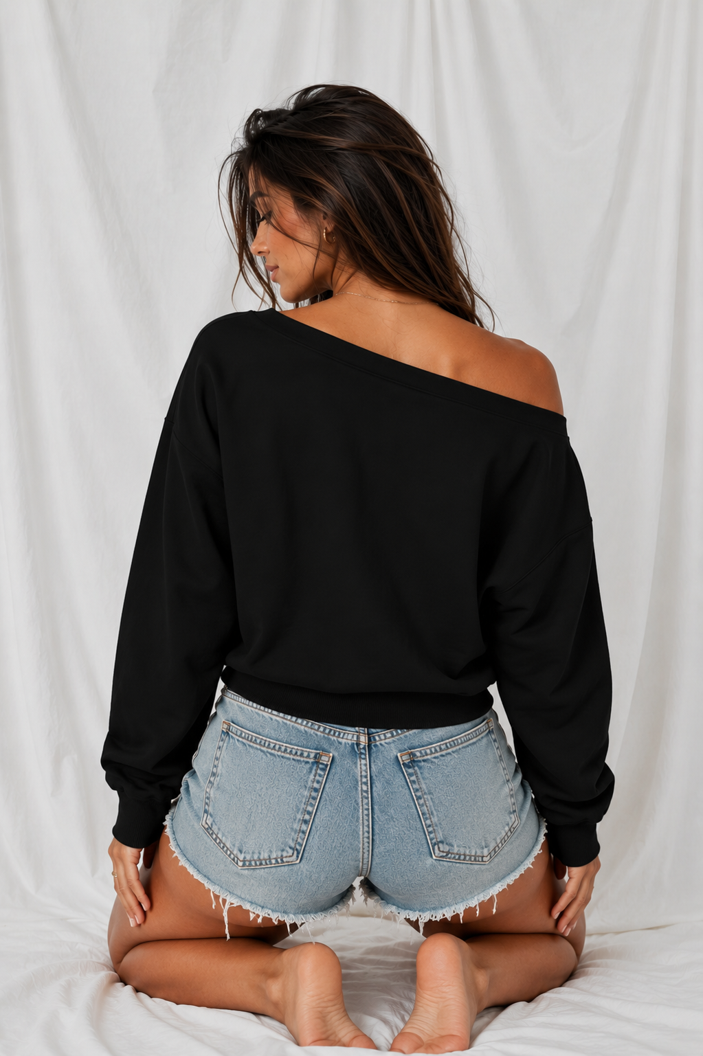 Pretty Little Nightmare Women’s Off-Shoulder Cropped Halloween Sweatshirt