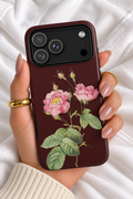 Vintage Pink Rose iPhone Case – Burgundy Floral Botanical Tough Phone Case