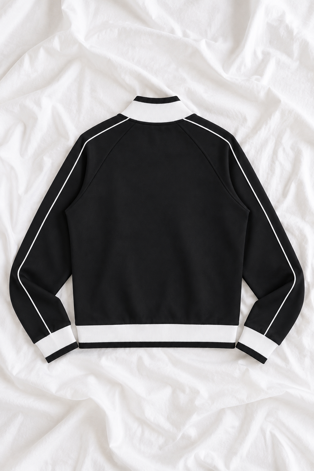 Bride Color Block Zip-Up Track Jacket – Black & White Bridal Raglan Sweatshirt