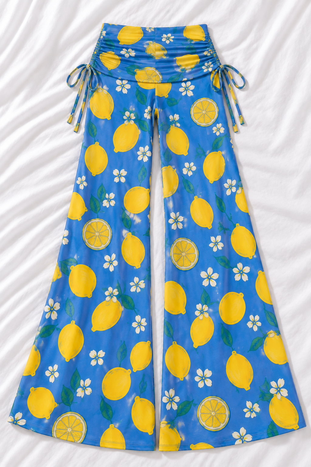 Mediterranean Lemon Wide Leg Pants | Women's Flowy Resort Beach Pants