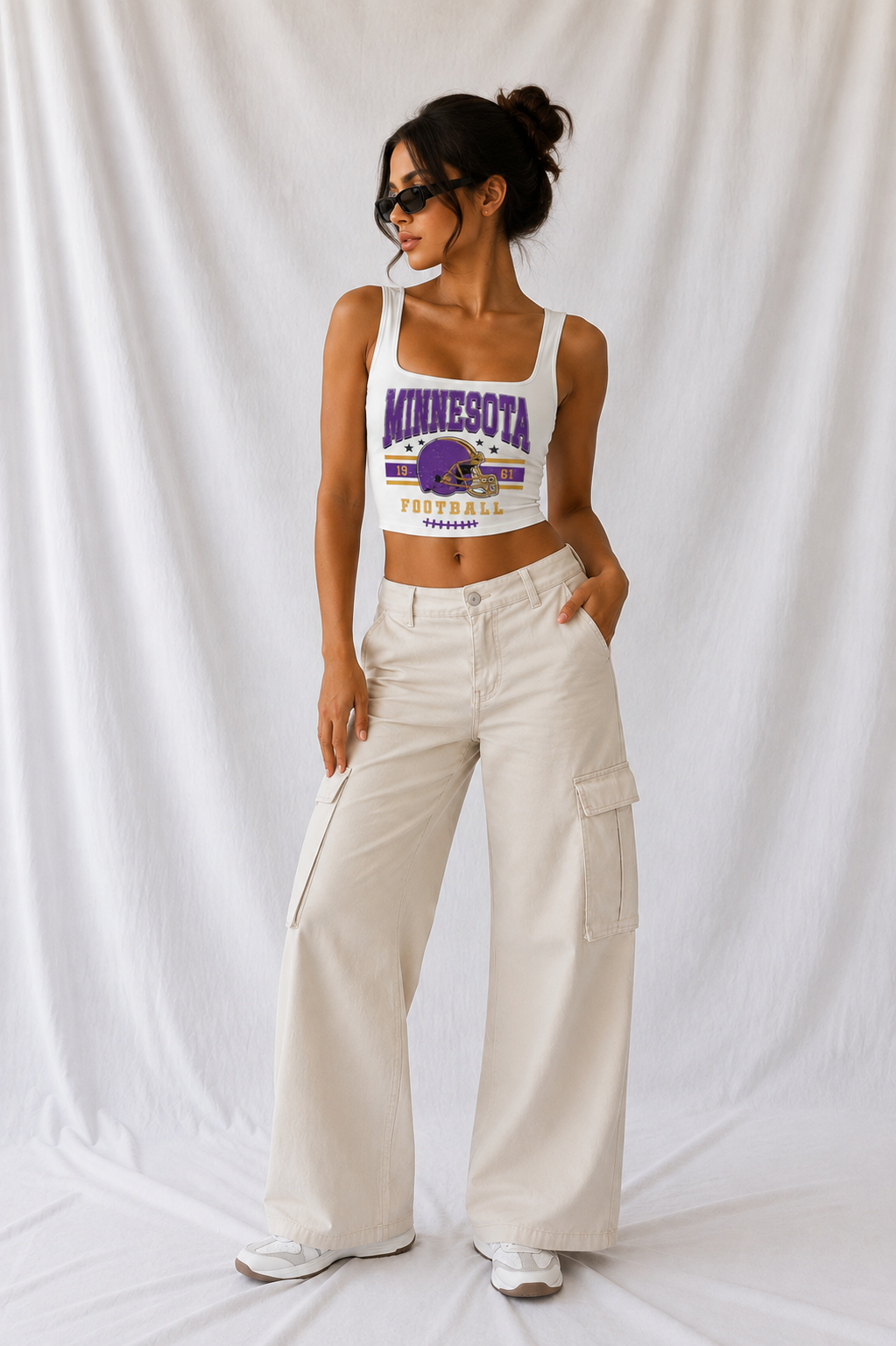 Minnesota Square Neck Crop Tank Top, Football Game Day Top, Women’s Tailgate Shirt, Football Season