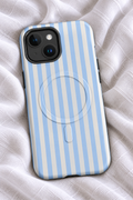 Blue & White Striped MagSafe Tough iPhone Case | Coastal Preppy Phone Cover