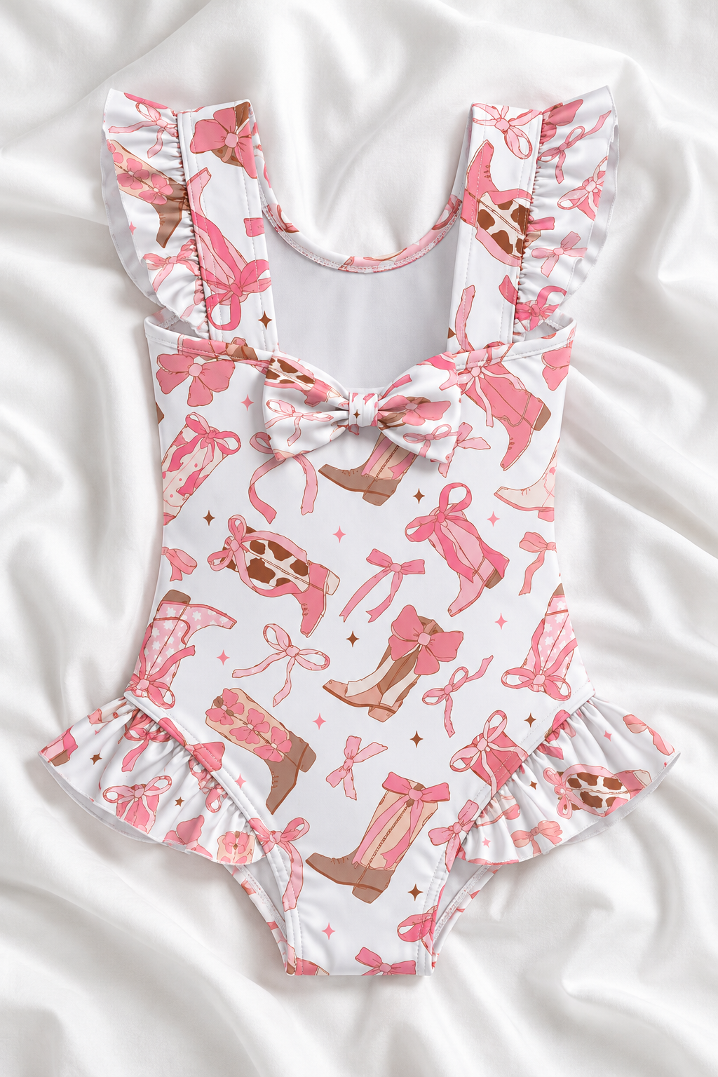Western Girls’ Ruffle Swimsuit – Kids Cowgirl One Piece Swimwear