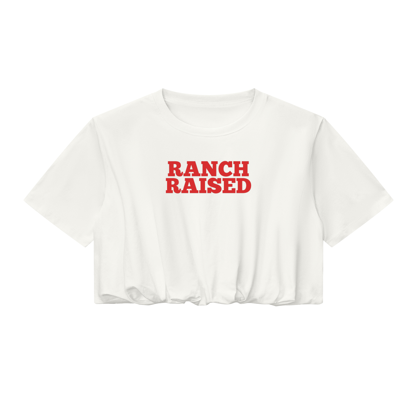 Ranch Raised Women's Crop Bubble Hem Tee | 100% Cotton Western Graphic Top