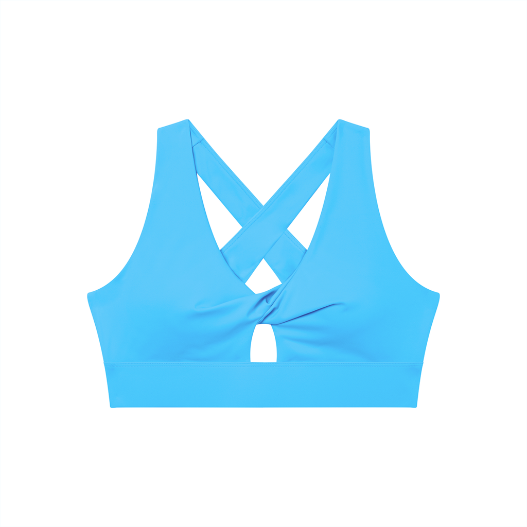 Women's Twist Front V-Neck Sports Bra | Built-In Padded Athletic Workout Bra