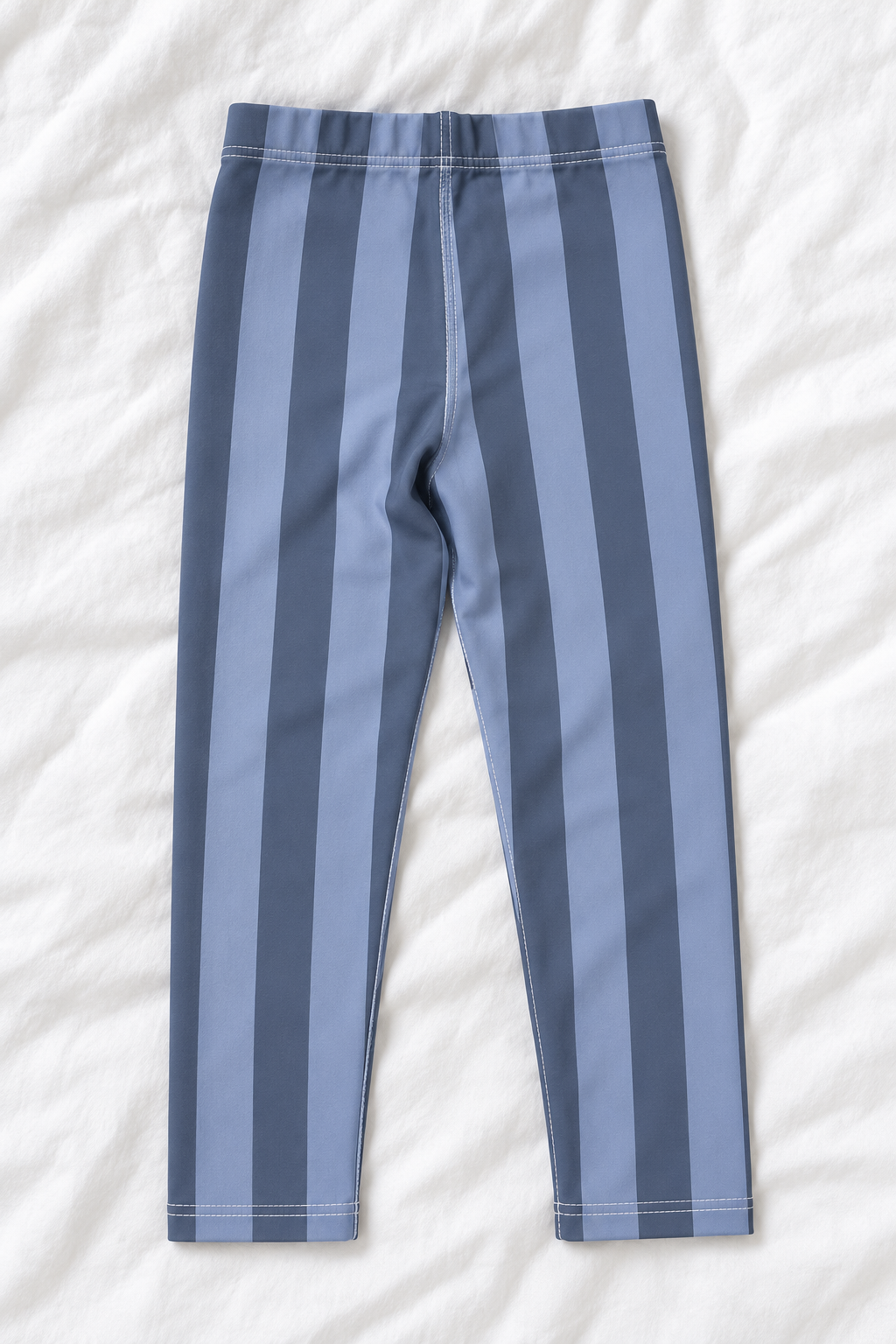 Kids Blue Striped Leggings | Dusty Blue & Navy Vertical Stripe Stretch Leggings | Girls & Boys Everyday Pants