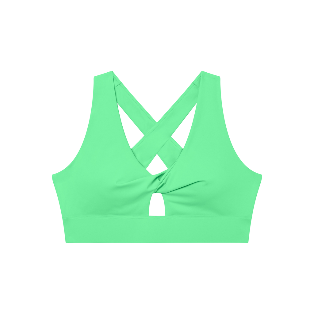 Women's Twist Front V-Neck Sports Bra | Built-In Padded Athletic Workout Bra