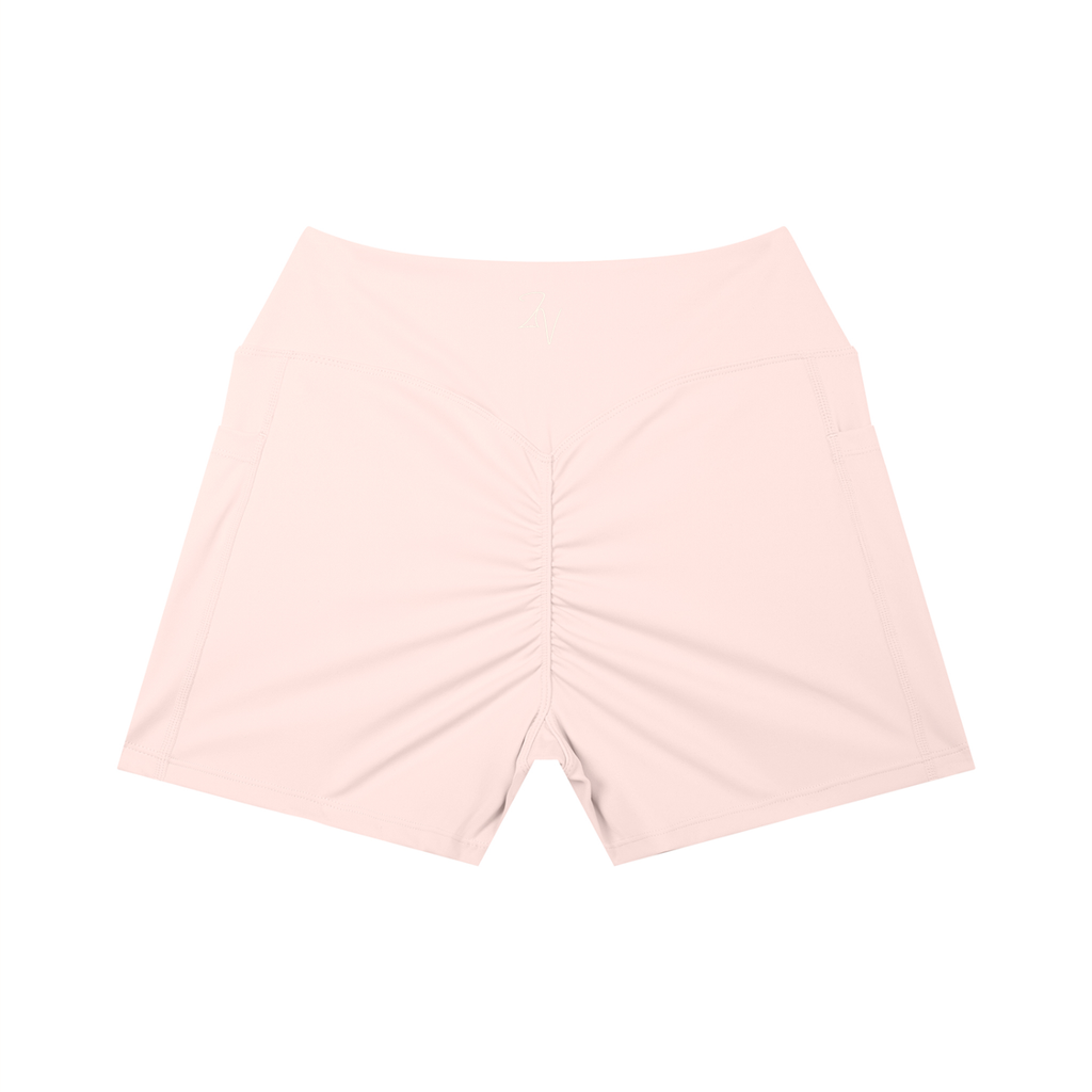 Women's High Rise Pocket Biker Shorts | Athletic Performance Workout Shorts