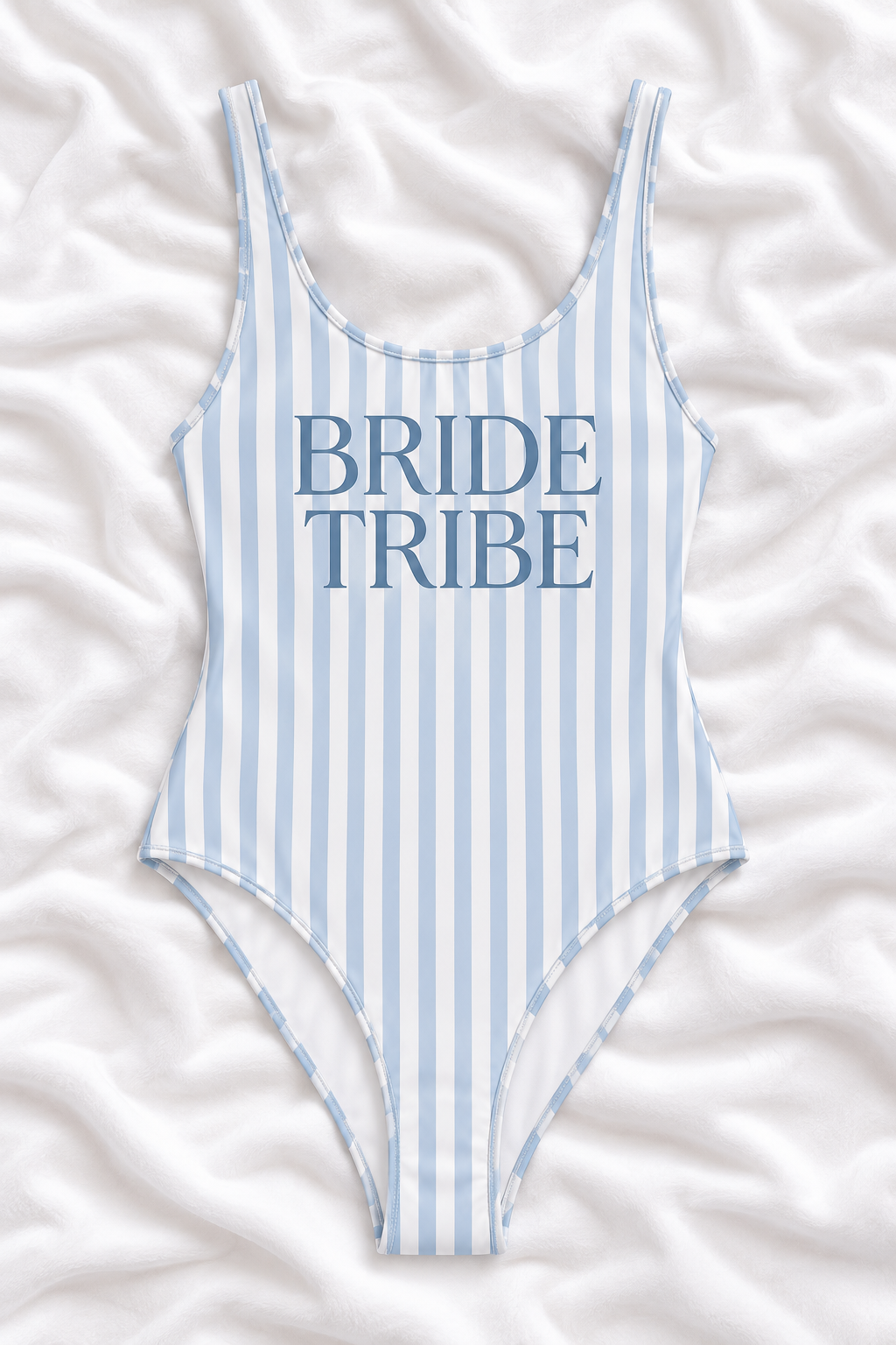 Bride Tribe Blue Striped One Piece Swimsuit | Bachelorette Swimwear