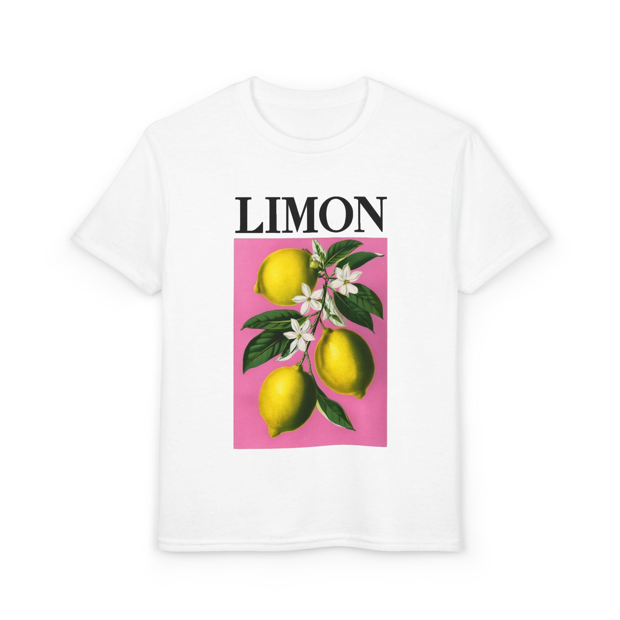 Limon Youth T‑Shirt — Vintage Lemon Graphic on Pink Background