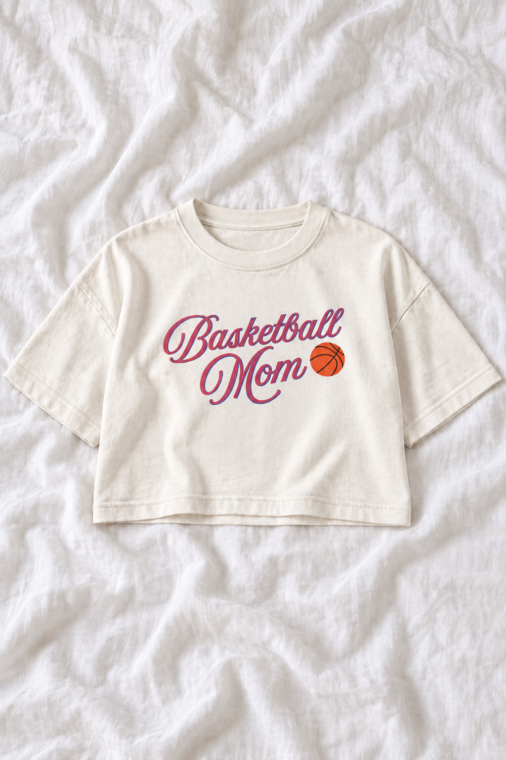 Basketball Mom Oversized Cropped Graphic Tee – Women’s Game Day T-Shirt