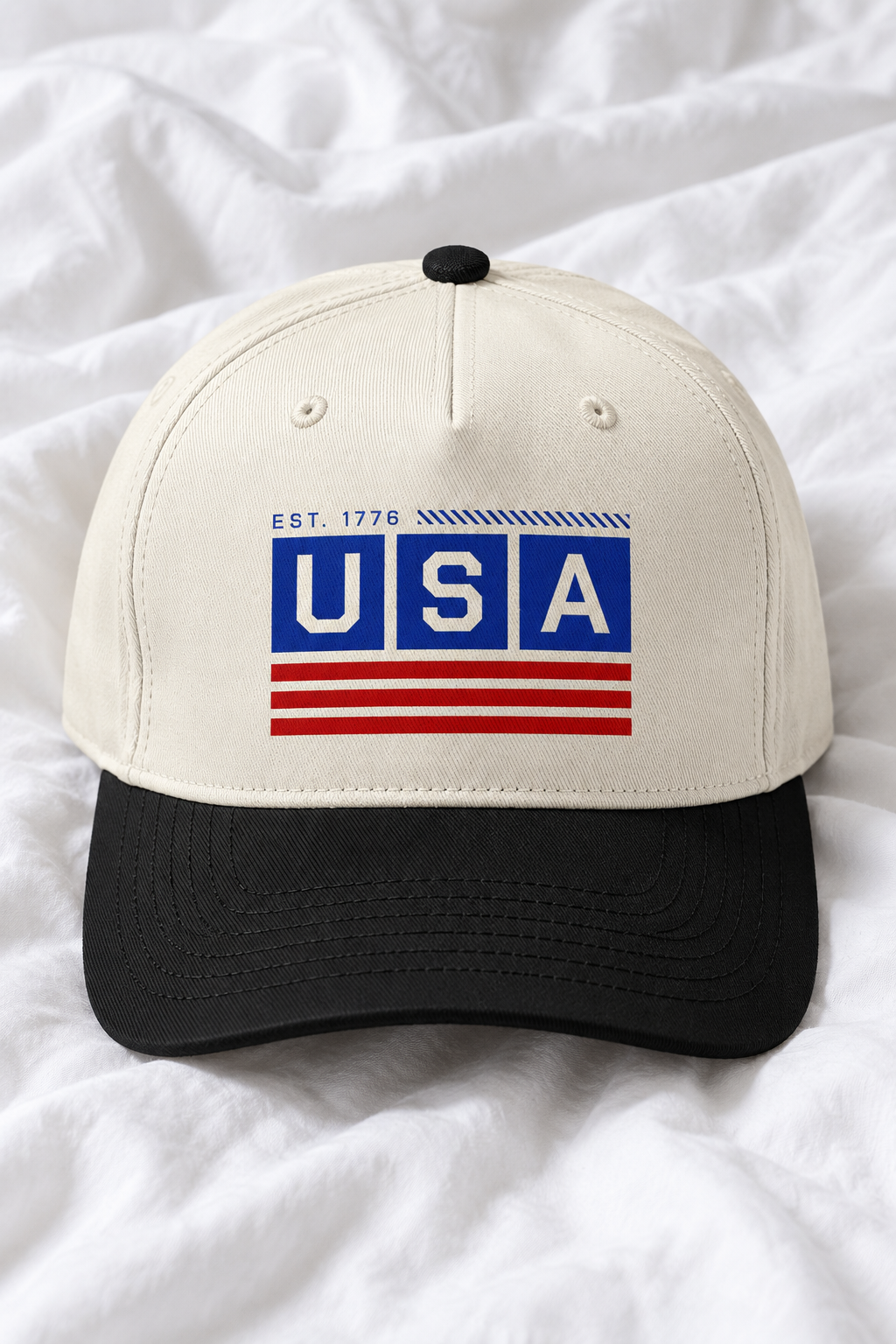 USA Two-Tone Snapback Hat | Vintage Cotton Baseball Cap