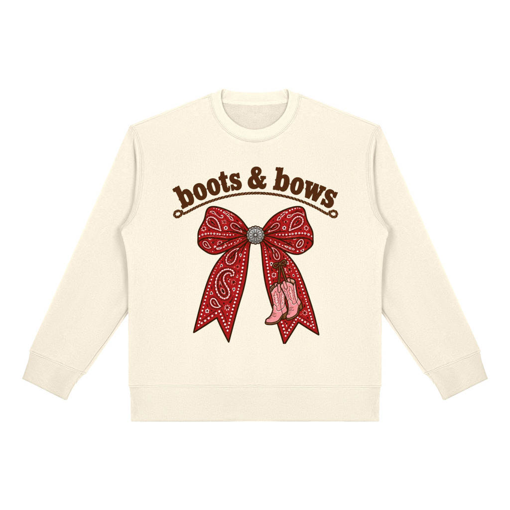 Boots & Bows Western Graphic Crewneck Sweatshirt – Cowgirl Bow Pullover
