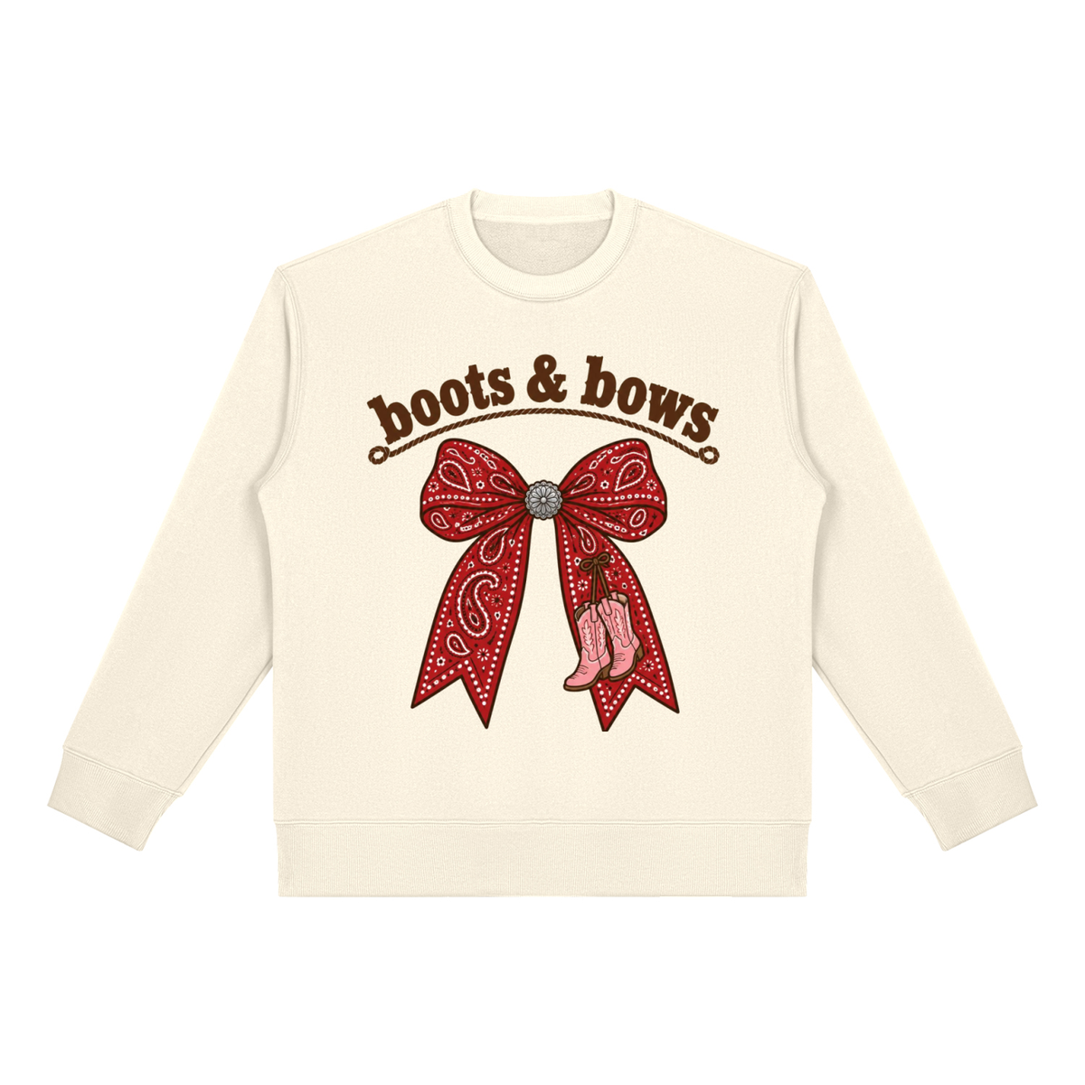 Boots & Bows Western Graphic Crewneck Sweatshirt – Cowgirl Bow Pullover