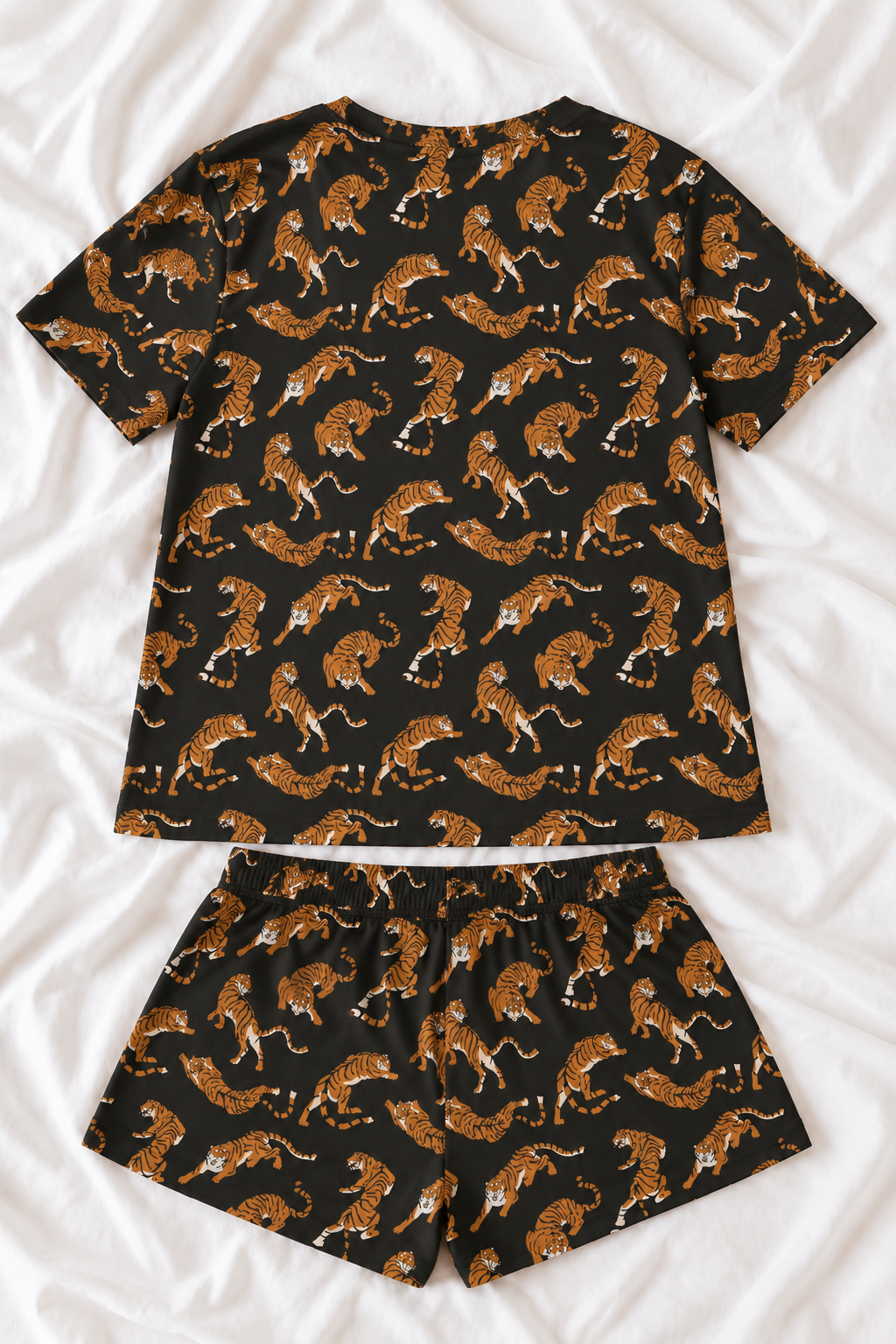 Tiger Print Soft Touch Pajama Set – Women’s Shorts & Top Sleepwear
