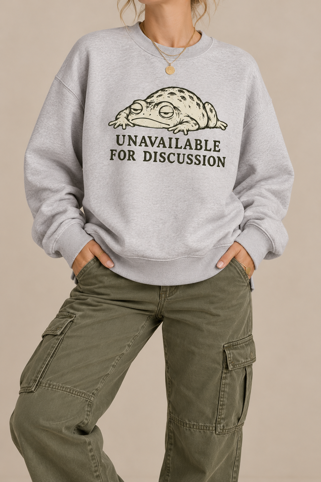 Unavailable for Discussion Sweatshirt – Funny Grumpy Toad Graphic Fleece Crewneck