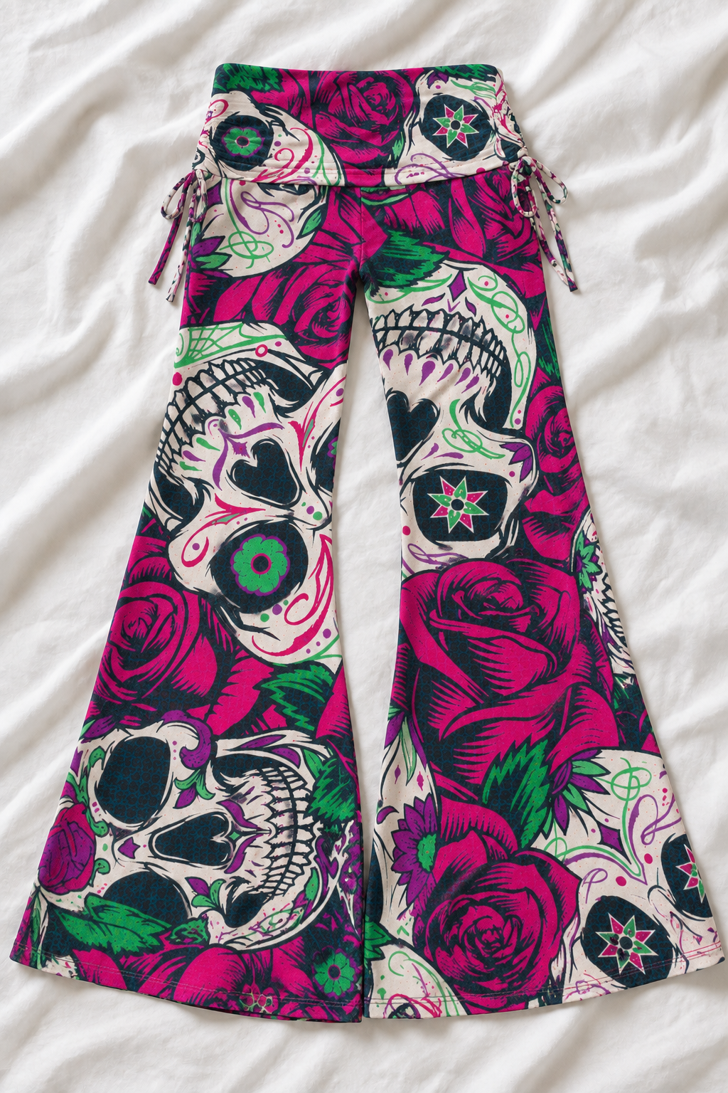 Halloween Stamp Print Wide Leg Pants – Spooky Fall Women’s Pants