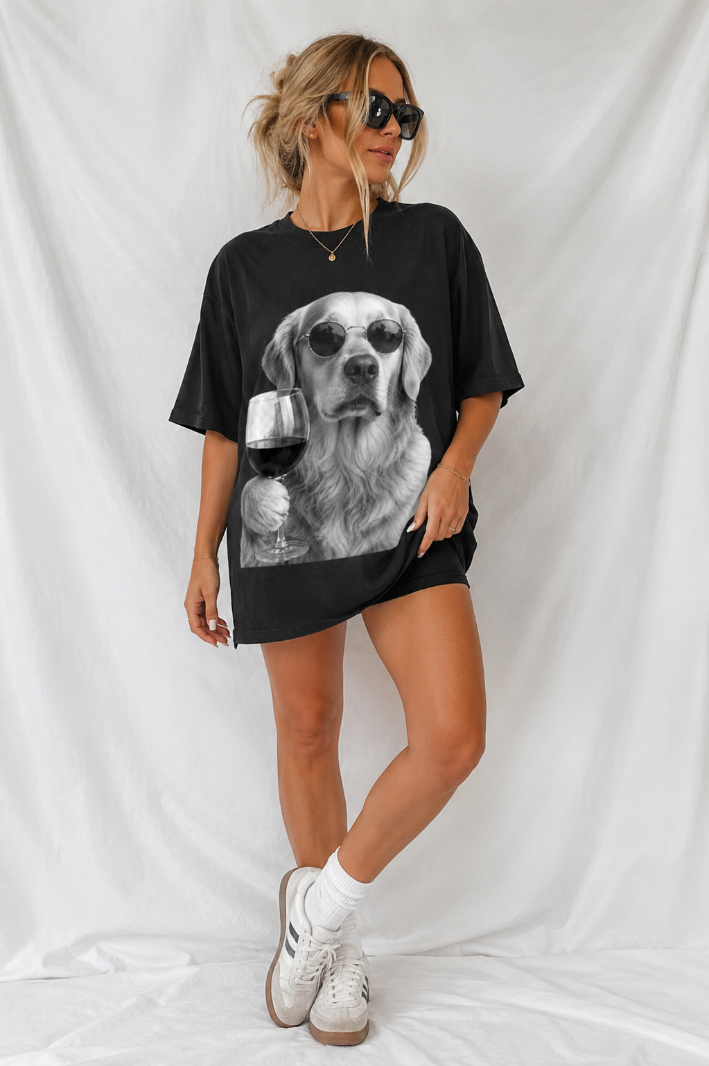 Wine Dog Unisex Cotton Tee | Funny Dog Graphic T-Shirt for Adults