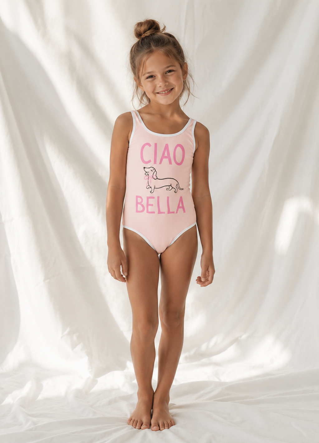 Little Kids Ciao Bella One Piece Swimsuit | Italian Summer Bathing Suit