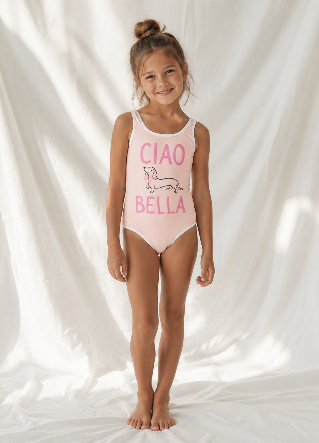 Little Kids Ciao Bella One Piece Swimsuit | Italian Summer Bathing Suit