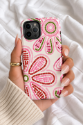 Pink Mosaic Floral iPhone Case – Retro Flower Tough Phone Case