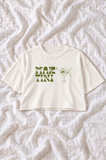 Martini Oversized Cropped Graphic Tee – Women’s Cocktail T-Shirt