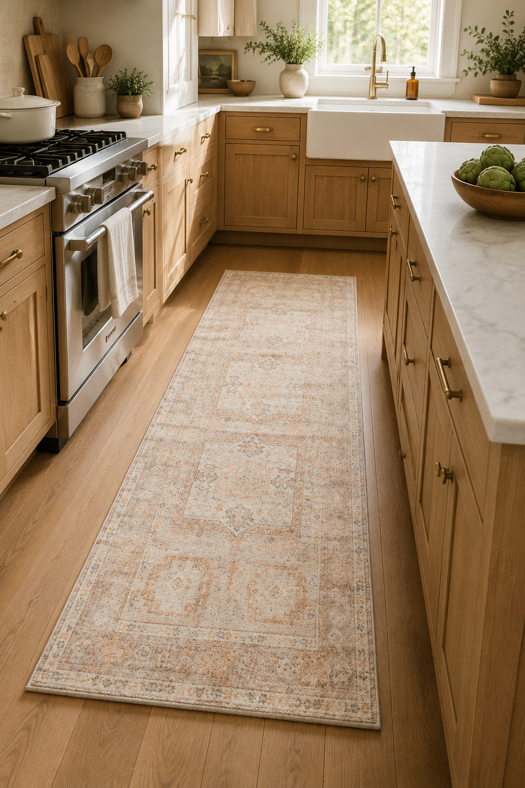 Vintage Medallion Machine Washable Runner Rug
