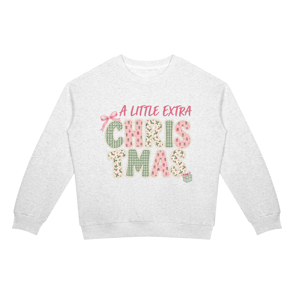A Little Extra Christmas Unisex Crewneck Sweatshirt | Pink Holiday Graphic