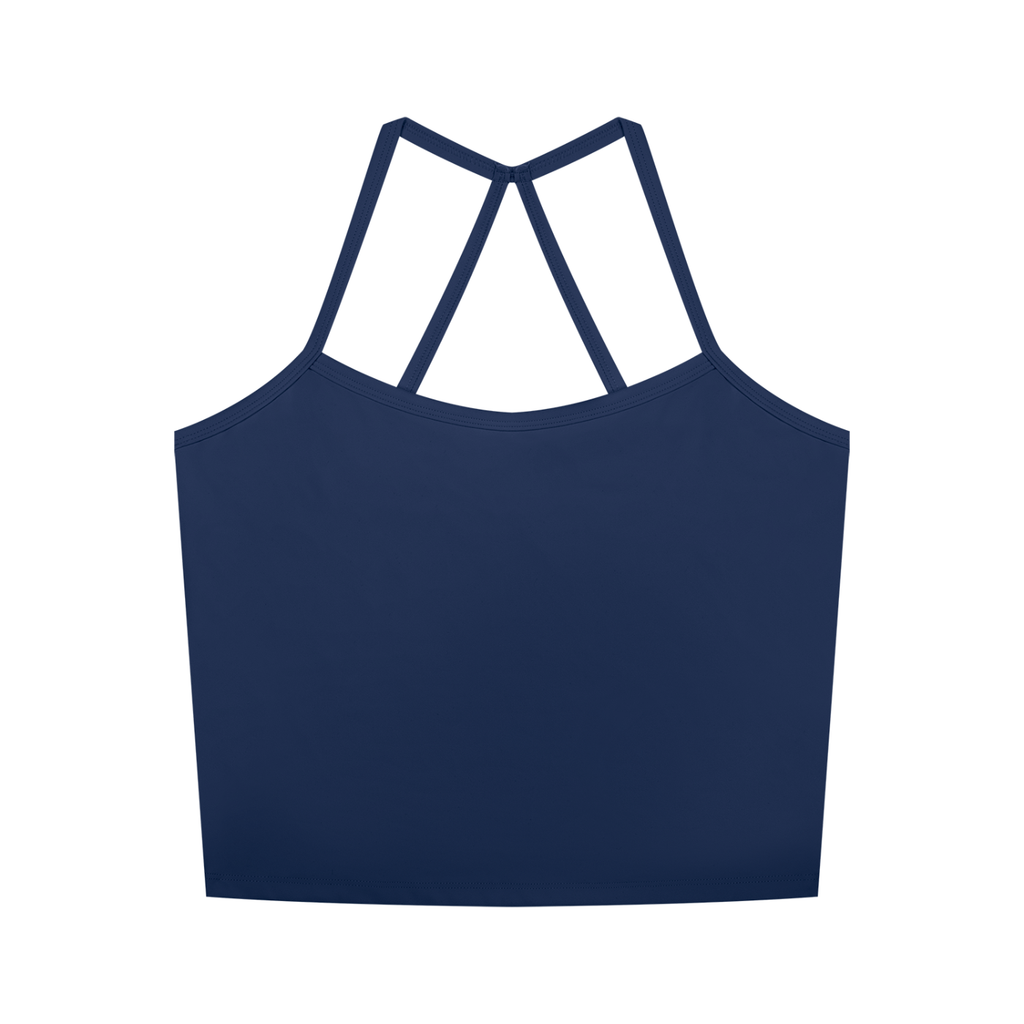 Women's Cross Back Active Crop Tank | Built-In Padded Workout Top