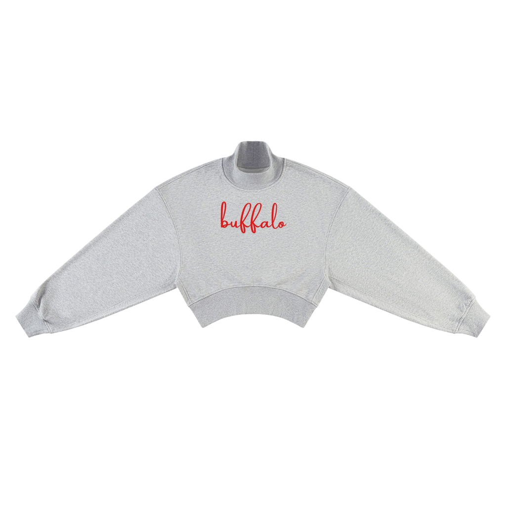 Buffalo Football Mock Neck Crop Sweater