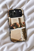 Vintage Book Lover Tough iPhone Case | Cozy Reading Aesthetic Phone Cover | Neutral Floral Literary Collage Case