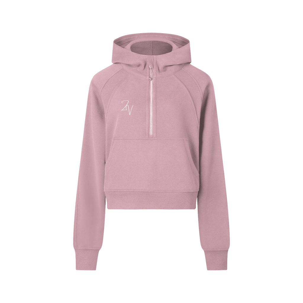 Women's Cropped Half-Zip Hoodie | Lightweight Athletic Pullover Sweatshirt