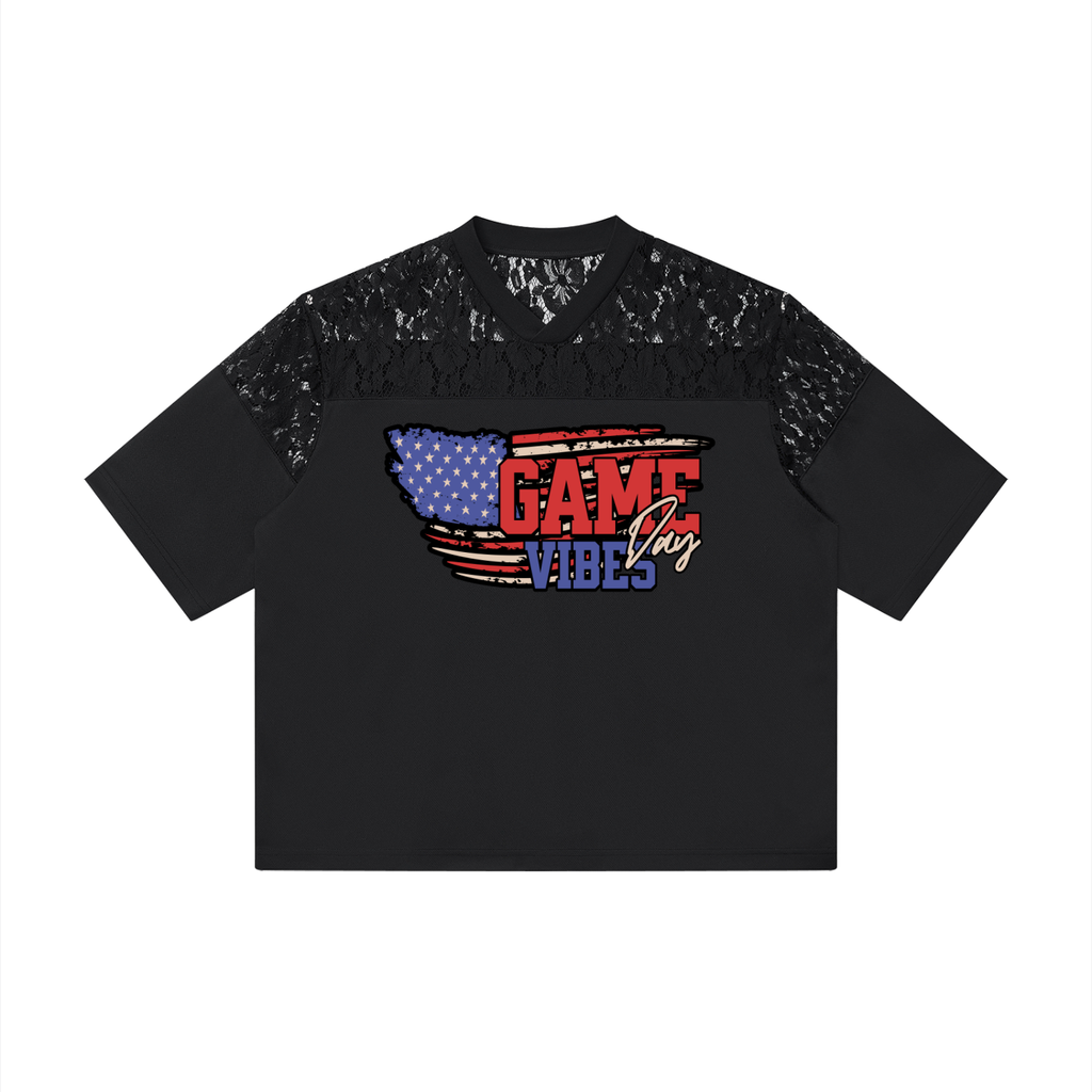 Game Day Vibes Lace Jersey Tee | Women's Football Game Day Shirt