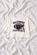 Baltimore Football Oversized Cropped Graphic Tee – Women’s Game Day T-Shirt