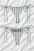 Bride Sage Green & White Striped Tie-Side Bikini Bottoms
