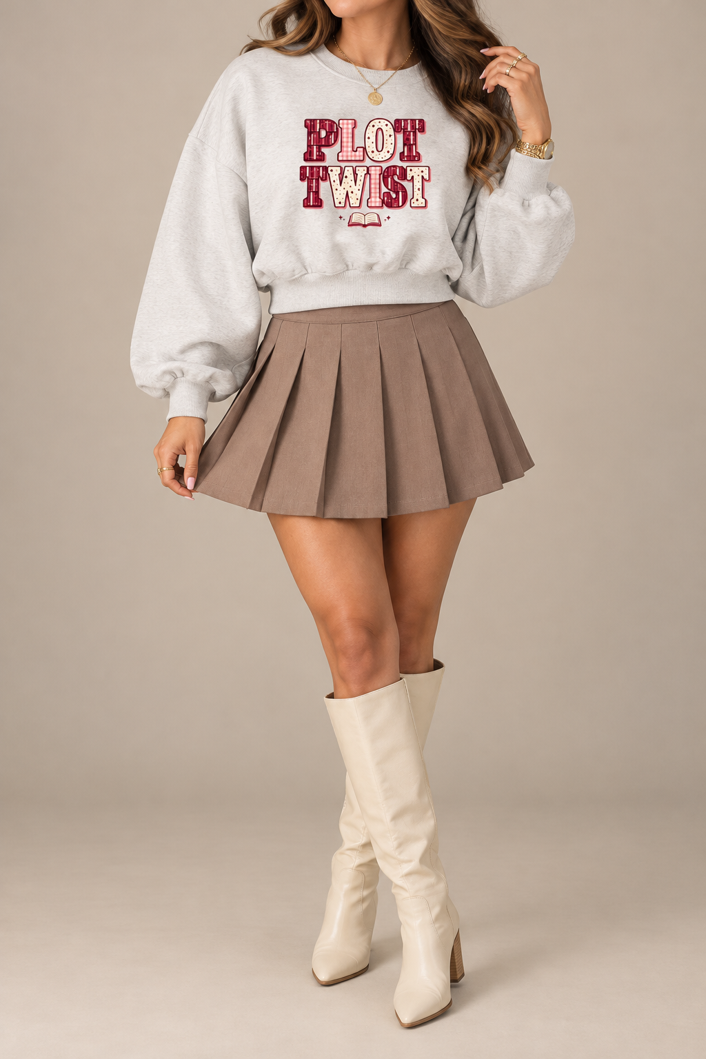 Plot Twist Book Lover Cropped Sweatshirt – Cute Reading Graphic Crewneck