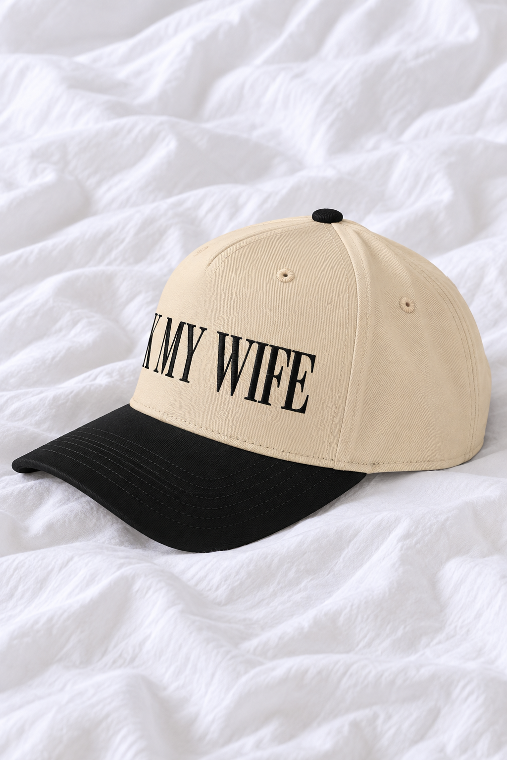 Ask My Wife Embroidered 5-Panel Cap | Adjustable Mid-Profile Snapback Hat