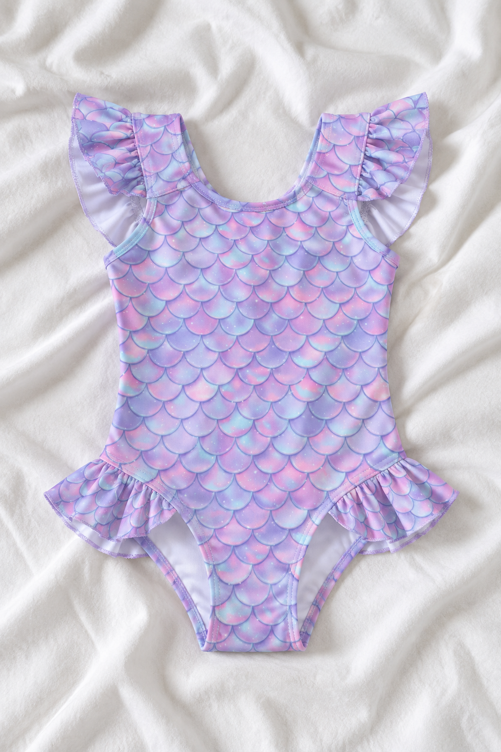 Title: Mermaid Girls’ Ruffle Swimsuit – Kids Magical One Piece Swimwear