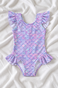 Title: Mermaid Girls’ Ruffle Swimsuit – Kids Magical One Piece Swimwear