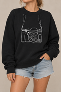 Vintage Camera Graphic Sweatshirt – Minimalist Photography Unisex Crewneck