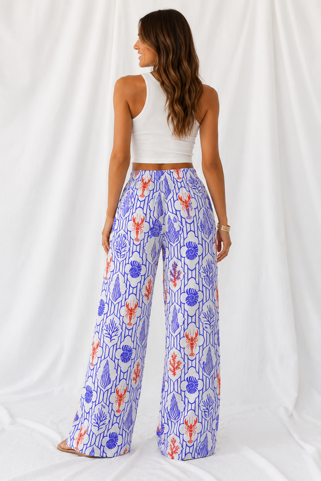 Coastal Lobster Relaxed Straight-Leg Pants | Women's Lightweight Beach Lounge Pants