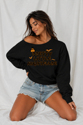Pretty Little Nightmare Women’s Off-Shoulder Cropped Halloween Sweatshirt